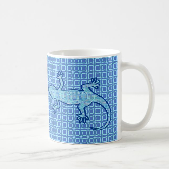 Caneca De Café Tribal batik Gecko - pasta azul denim (Direita)