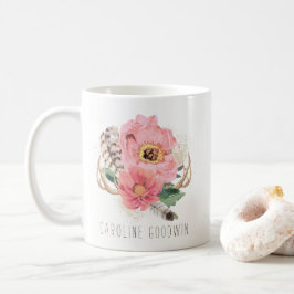 Caneca de café tribal das penas de Boho