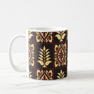Caneca De Café Tribal Floral: Elegância de Padrão Vintage