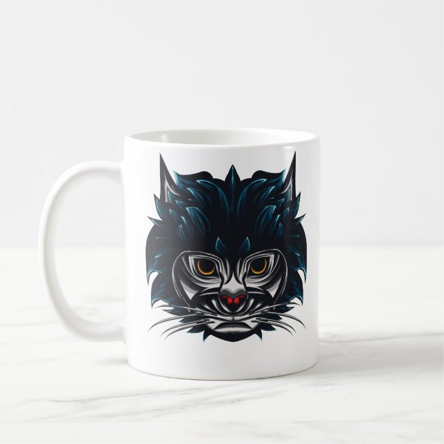 Caneca De Café Tribal Style Angry Cat (Esquerda)