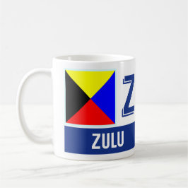 Caneca De Café Tribo Zulu náutico do alfabeto "Z" das bandeiras