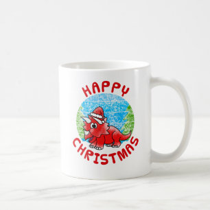 Caneca De Café Tricerátops Dinossauros Crianças De Natal Engraçad