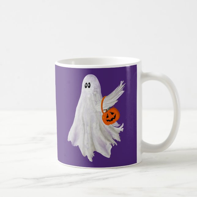 Caneca De Café Trick Ou Tratando Fantasma Com Balde De Doces De A (Direita)