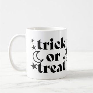 Caneca De Café Trick ou Treine Estrelas de Halloween e Lua Cresce