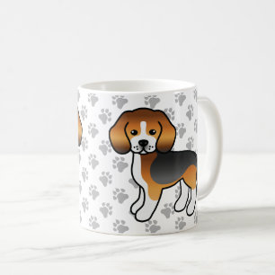 Caneca De Café Tricolor Beagle - Cartoon Cão e patas
