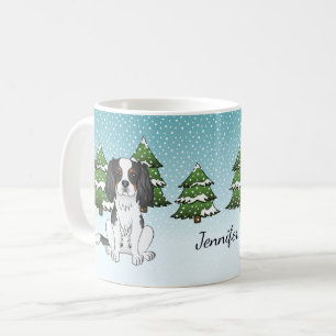 Caneca De Café Tricolor Cavalier King Charles Spaniel Em Inverno