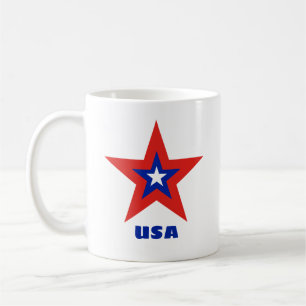 Caneca De Café Tricolor Star de 2 Lados com Mug de Texto Personal