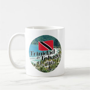 Caneca De Café "Trinidad e Tobago Est. Praia de 1962" com Bandeir