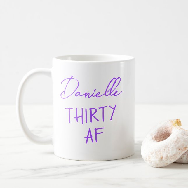 Caneca De Café TRINTA AF 30º Aniversário Divertido Personalizado (Com Donut)