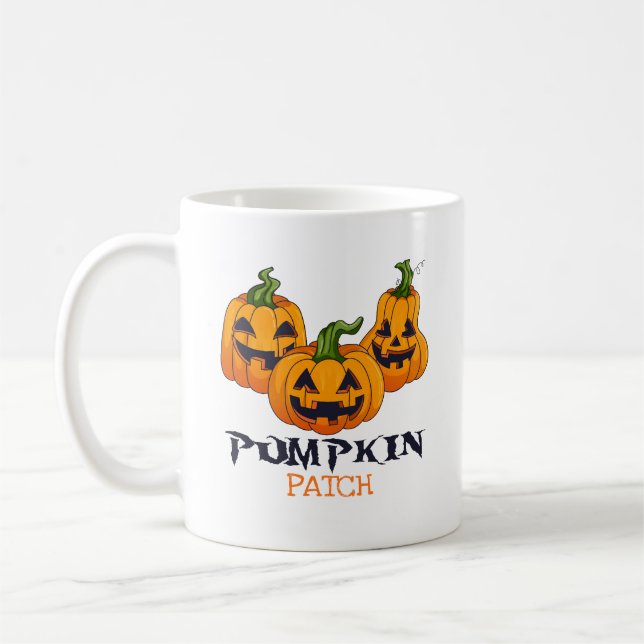 Caneca De Café Trio de Abóbora Jack O Lantern com Piada Divertida (Esquerda)