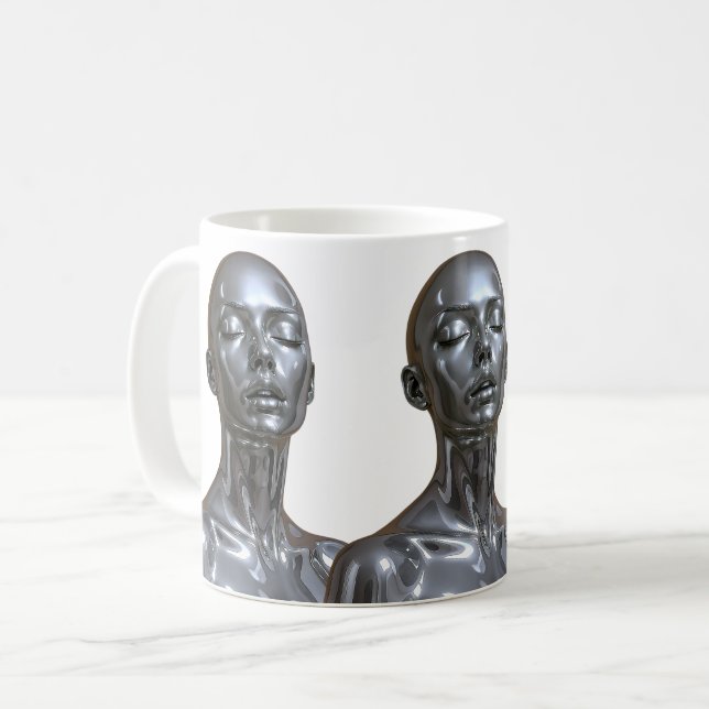 Caneca De Café Trio de Androides Chrome (Frente Esquerda)