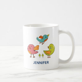 Caneca De Café Trio de Aves Brancas Coloridas e Geladas