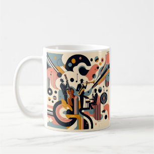 Caneca De Café Trio Psicodélico da Era do Jazz de Meados do Sécul