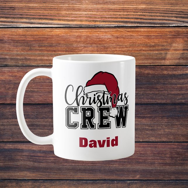 Caneca De Café Tripulação de Natal Personalizada com Santa Hat (Personalized Christmas Crew Mug with Santa Hat
)