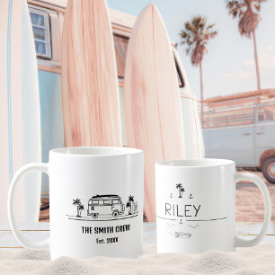 Caneca De Café Tripulação de Surfista da Vida em Van Vintage