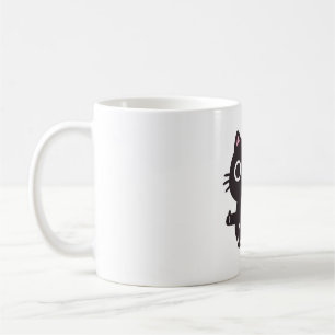 Caneca De Café Triste Gato Preto Sorri Torce Engraçado