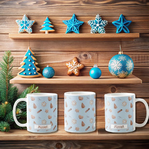 Caneca De Café Troca de Bolachas Azul de Natal