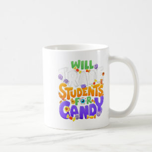 Caneca De Café Trocará Estudantes Por Halloween De Doces Professo