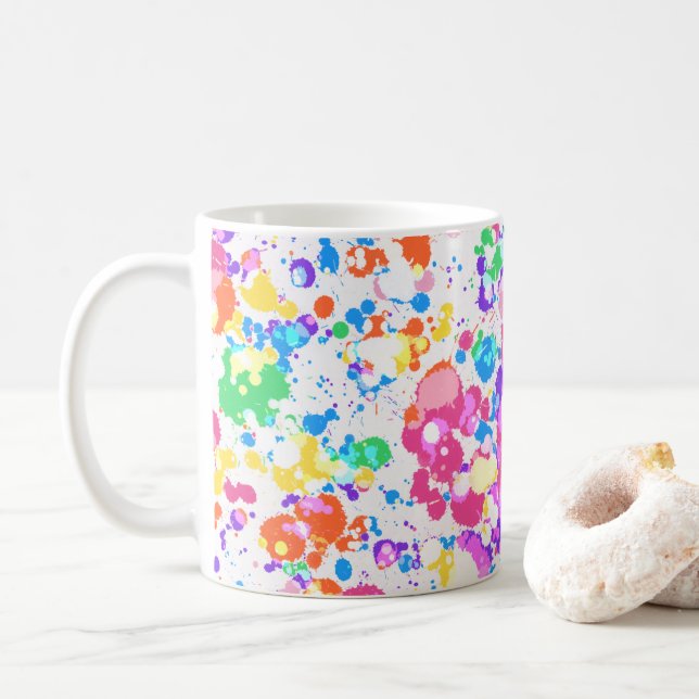 Caneca De Café Trocas de Arte Arco-Íris Coloridas (Com Donut)