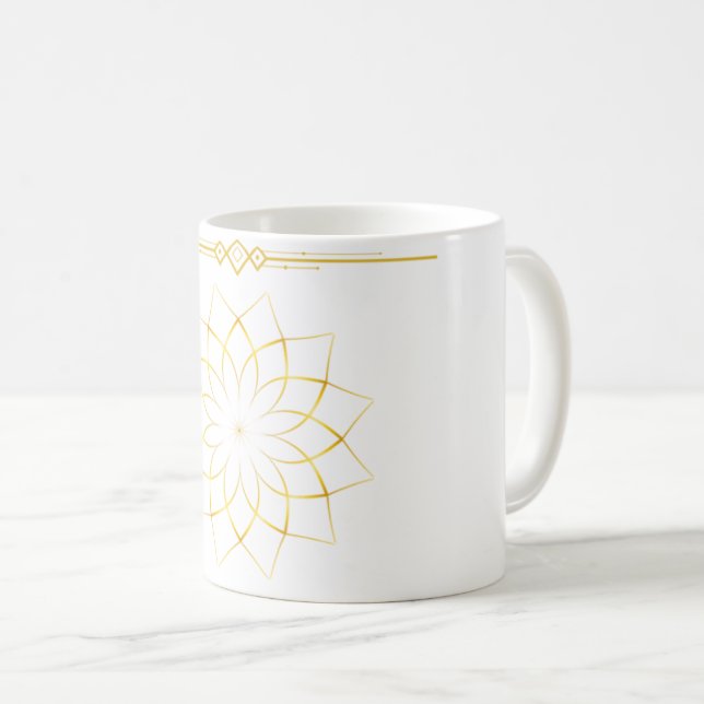 Caneca De Café Troféu de Flor Geométrico do ouro (Frente Esquerda)