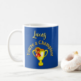 Caneca De Café Troféu Personalizado de Parabéns Campeão