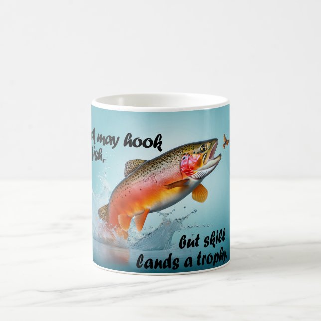 Caneca De Café Troféu Rainbow Trout Pulando Da Água (Centro)