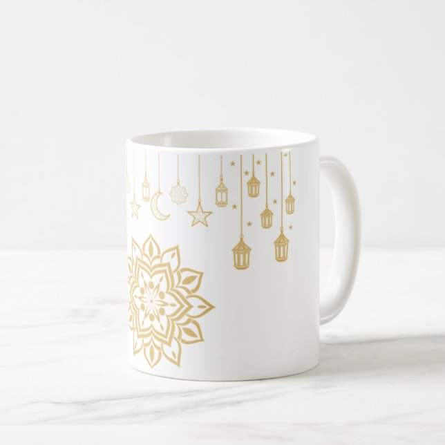 Caneca De Café Troféu Ramadan com ornamentos de Ouro (Frente Esquerda)