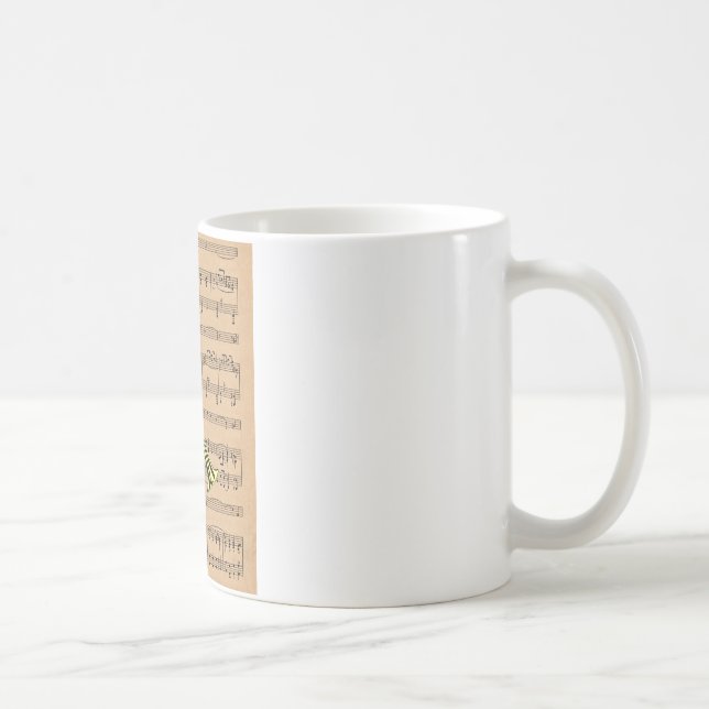 Caneca De Café Trompete com Folha de Fundo Musical (Direita)