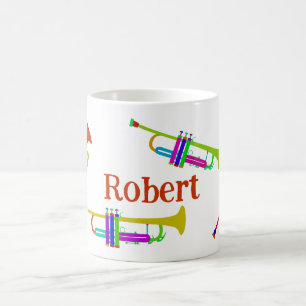 Caneca De Café Trompetes Coloridos Personalizados