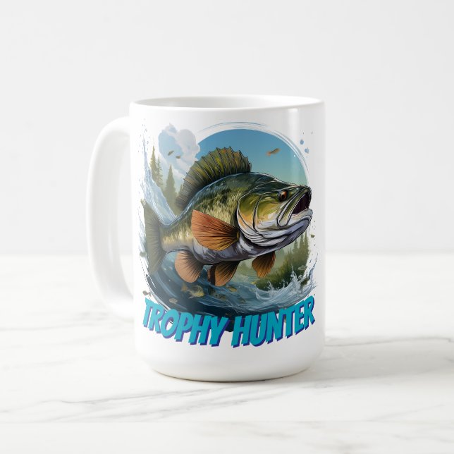 Caneca De Café Trophy Bass Hunter Customizable  (Frente Esquerda)