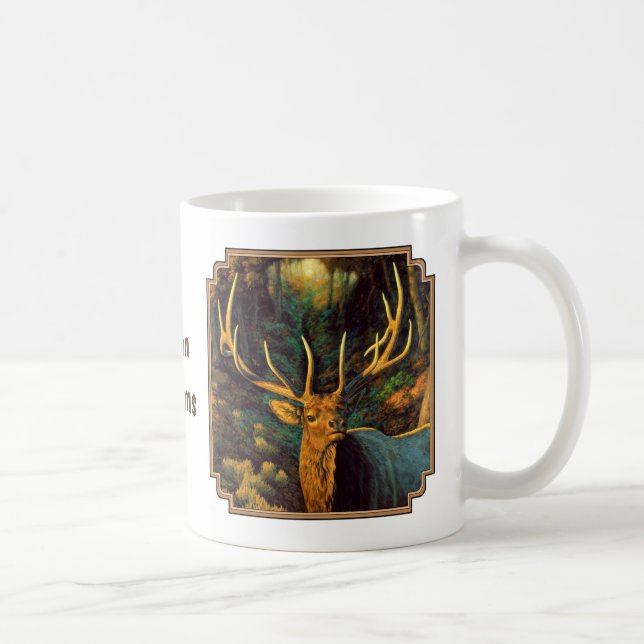 Caneca De Café Trophy Bull Elk no outono (Direita)