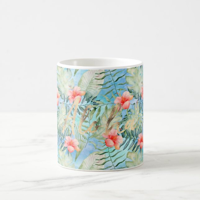 Caneca De Café Tropical Aloha Hibiscus Floral (Centro)