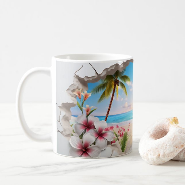 Caneca de Café Tropical Bliss 3D (Com Donut)