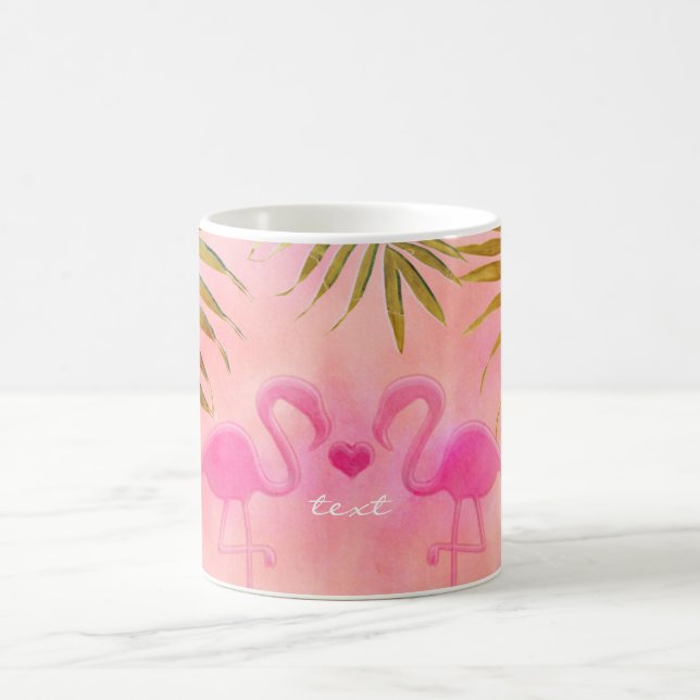 Caneca de Café Tropical de Aquarela Dois Flamingos (Centro)