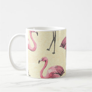 Caneca De Café Tropical Flamingo: Ataque de Wallpaper Watercolor.