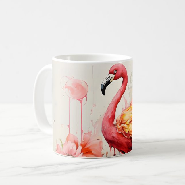 Caneca De Café Tropical Flamingo Fantasy Paradise Bloom (Frente Esquerda)