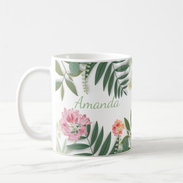 Caneca De Café Tropical Floral (Esquerda)