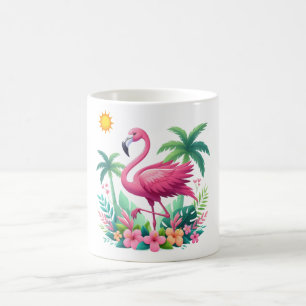 Caneca De Café Tropical/Flórida rosa flamingo