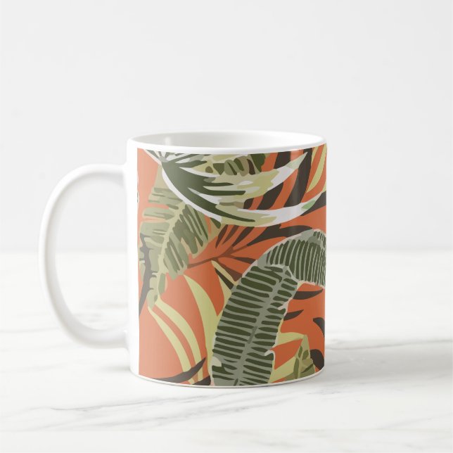Caneca De Café Tropical Pattern With Bright Leaves Jungle (Esquerda)