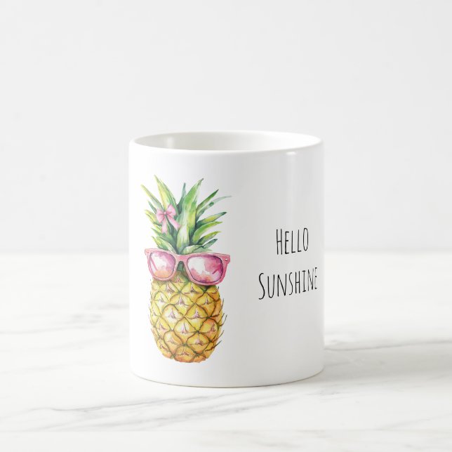 Caneca De Café Tropical Pineapple Pink Sunglasses Hello Sunshine (Centro)