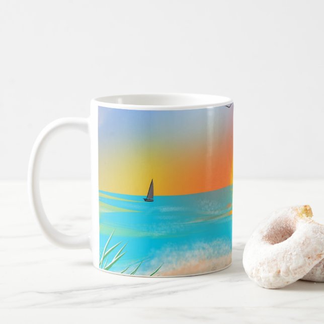 Caneca De Café Tropical Sailboat Mug (Com Donut)