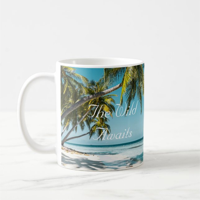 Caneca De Café Tropical sand beach ocean personalized adventure  (Esquerda)