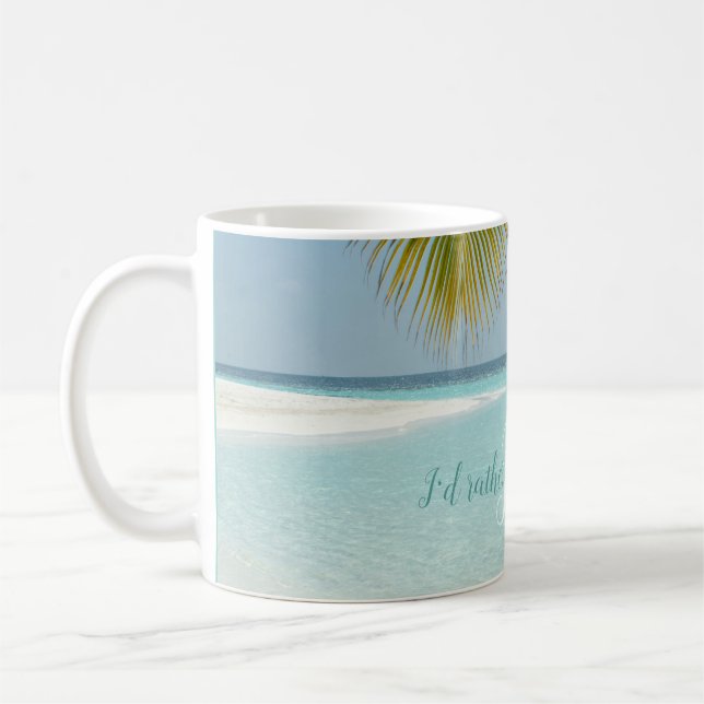 Caneca De Café Tropical Sandy Beach Turquoise Typografia Palm (Esquerda)