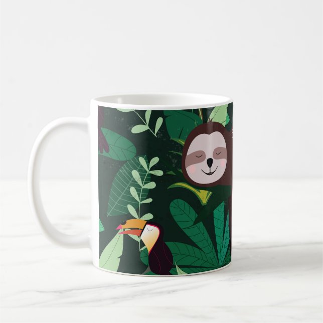 Caneca De Café Tropical Sloth: Cartoon sem Perigo (Esquerda)