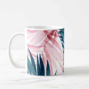 Caneca De Café Tropical Transparente: Abstrato Floral Watercolor.