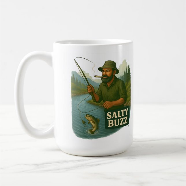 Caneca De Café Trout Fishing Salty Buzz (Esquerda)