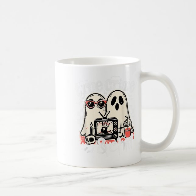 Caneca De Café True Crime And Chill Funny Halloween, Cute Ghost H (Direita)