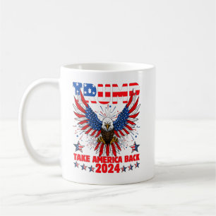 Caneca De Café Trump 2024 Leve a América de Volta Bandeira Americ