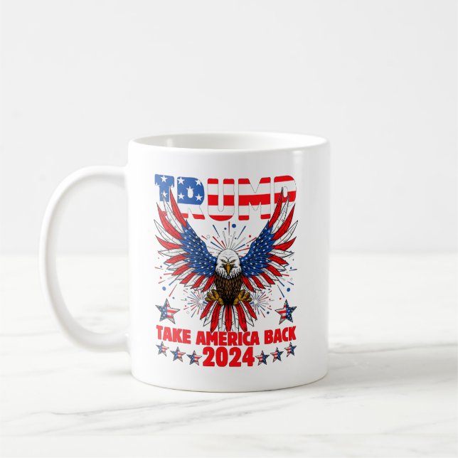 Caneca De Café Trump 2024 Retome América Bandeira Americana Trump (Esquerda)