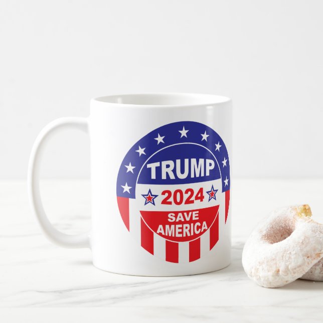 CANECA DE CAFÉ TRUMP 2024 SALVE AMÉRICA (Com Donut)